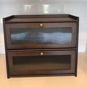 Wooden Storage Cabinet with Glass Doors